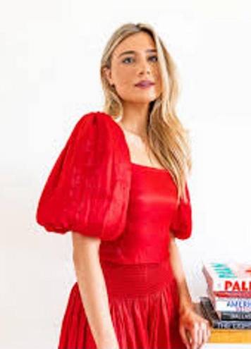 Koch NWT  Logan Puff Sleeve Crop Top in Flame Red