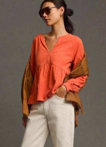 Pilcro  by Anthropologie Size XXS Terrycloth orange boho long sleeve top cotton