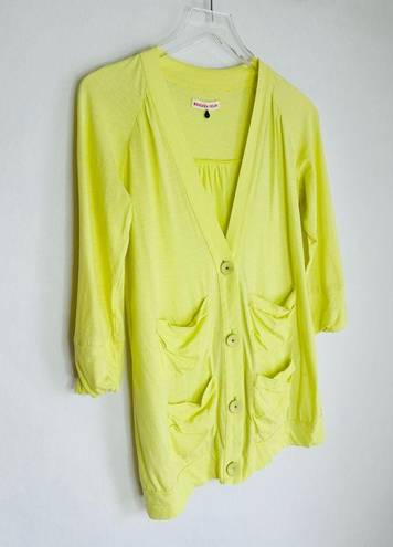 Rebecca Taylor  Lemon Yellow Cotton Cardigan Sweater Jacket Top Size S