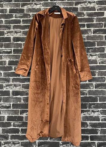 12th Tribe Brown Velvet Long Coat