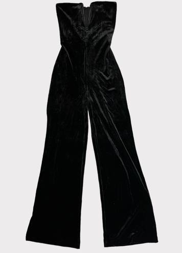 Good American Women's Strapless Velvet Jumpsuit Wide-Leg Black Size Small (1)