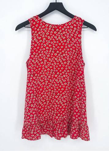 Krass&co G.H. Bass & . Micro Floral Ruffle Hem Tank Red Medium