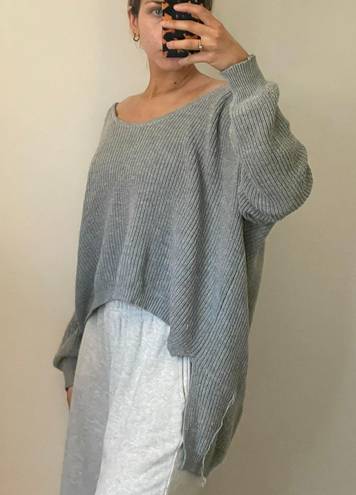 White Fox Boutique Gray Knit Oversized Sweater