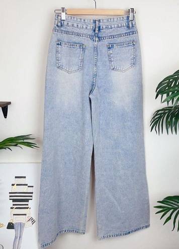 Vintage Blue J.ING High Waisted  Distressed Wide Leg Jeans