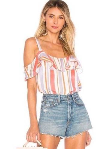 L'Academie NWT L’ACADEMIE STRIPED OFF SHOULDER RUFFLE BLOUSE