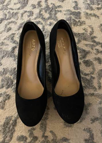 Apt. 9  Black Suede Wedges