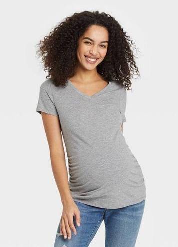 Isabel Maternity  Light Gray V Neck Tee