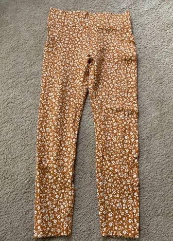 Lou & grey  Leggings Floral Side Pocket High Rise Rust Orange Soft Size S