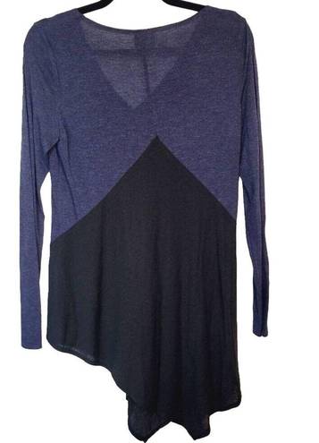 W By Worth  Womens Size Small Black & Blue Asymmetrical Long Sleeve Tunic