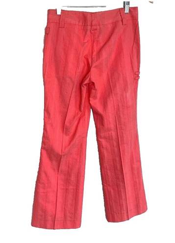 Ted Baker  Coral Pink Wide Leg Straight Pants Womens Size 1 Cotton Striped