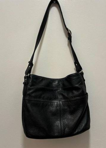 Krass&co Stone & . Black Leather Shoulder Bag Women’s Casual Adjustable Strap