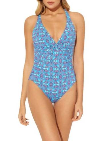 Bleu Rod Beattie  One Piece St. Tropez Swimsuit Halter Criss Cross Back Blue 10