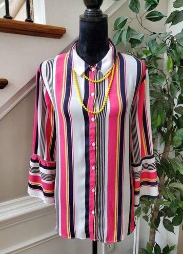 Est. 1946  Women Multicolor Polyester Collared Long Sleeve Button Down Shirt 20W