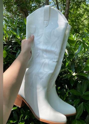 White cowboy festival boots Size 10