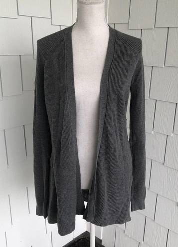 Chelsea28  Women's Grey Dark Heather Ribbed Ruffle Open Front Cardigan sz S