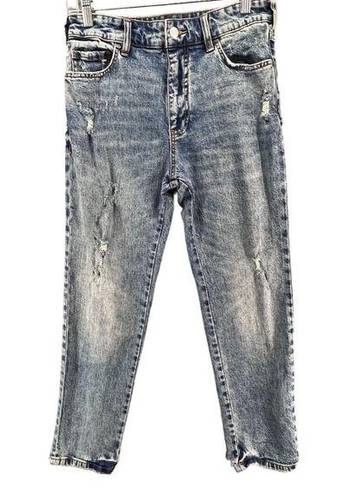 Pilcro  Jeans Womens 25 Blue Mom High Rise Distressed Denim Stretch Relaxed