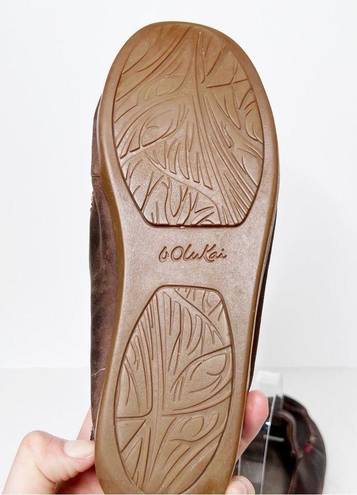 Olukai  Nohea Brown Leather Slide On Loafers Size 8 Women’s