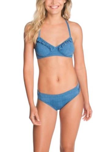 Vera Bradley  Shannon Chambray Ruffle Bikini Top in Medium Wash Blue