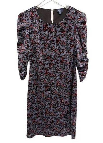 The Row THE SAVILE Dress Size 6 Puff Sleeve Velvet Holiday Nature Print Winter