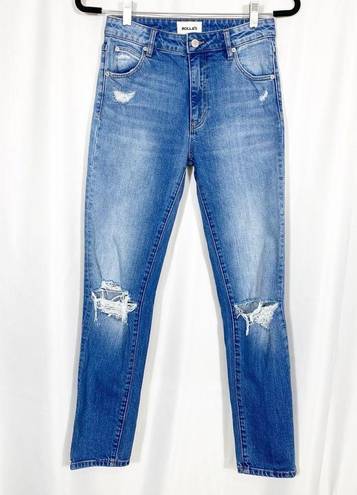 Rolla's Rolla’s Miller Mid High Rise Slim Jeans Distressed Destroyed Medium Wash