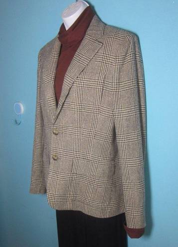 Polo  Ralph Lauren VINTAGE Silk Blazer Womens Size 10 Glen Plaid Houndstooth