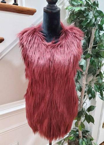 Romeo + Juliet Couture Romeo & Juliet Women Pink 100% Acrylic Couture Plum Faux Fur Vest Jacket Size L