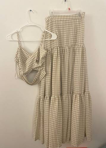 Mabel Tan Gingham Skirt Set