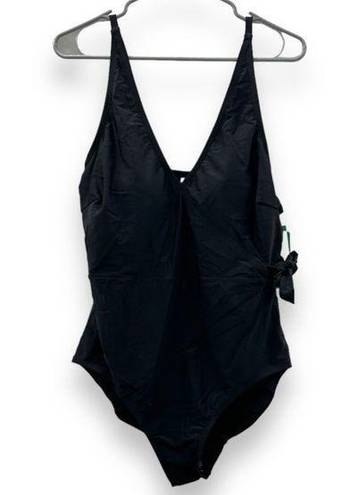 Carole Hochman  Black Sleeveless V Neck Side Tie One Piece Swimsuit Size XL NWT