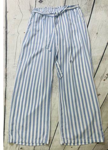 HYFVE HYFYVE White & Blue Striped High Waisted Casual Pants