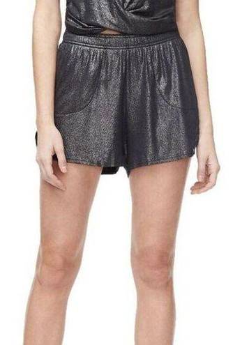 Good American  Women's The Running Short Moonlight Metallic Sparkle Black 0 XS