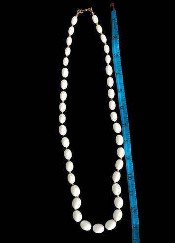 Monet  signed white beaded vintage costume necklace