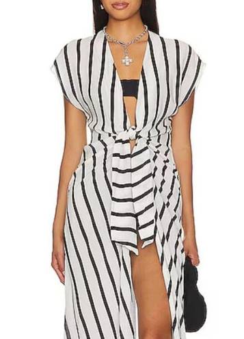 Vix Paula Hermanny NWT  Stripe Perrine Sasha Cover Up Dress Black Women's Size XS