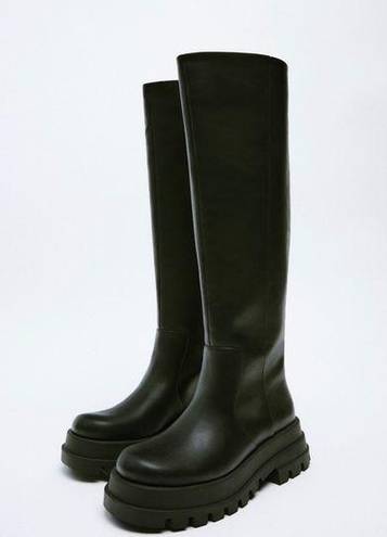 ZARA  Treaded Knee High Lug Boots - Sz 10/41/NWT