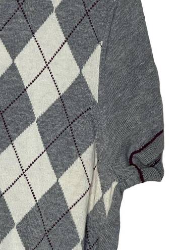 Tommy Hilfiger  Cardigan Sweater Size Medium Gray White Burgundy Argyle Womens