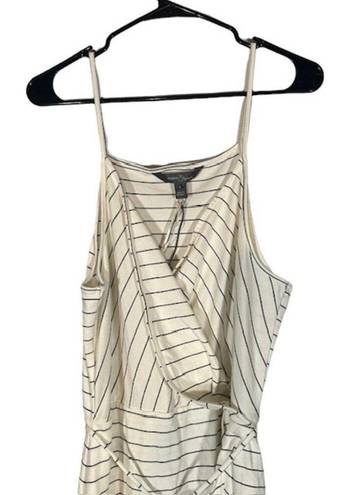 Market & Spruce  White Striped Annora Faux Wrap Sleeveless Knit Dress Women Sz L