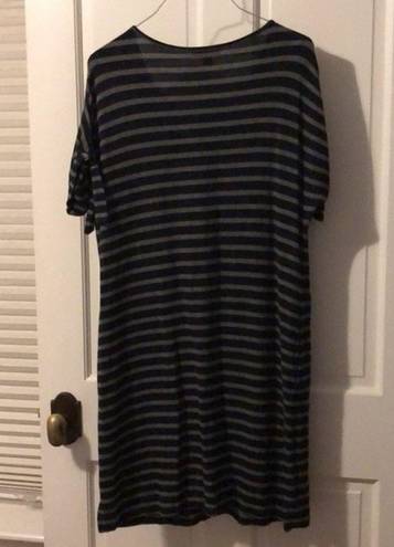 Eliane Rose  Navy and Gray Striped Short Sleeve Dress Size Small