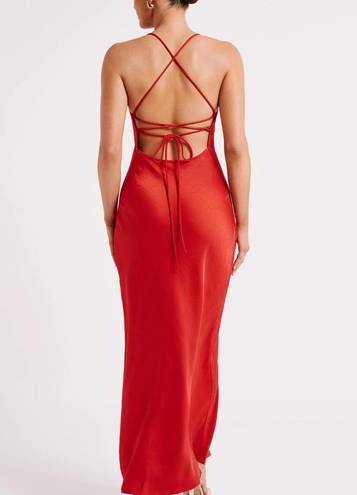 Meshki Sydney Straight Neck Slip Maxi Dress - Red