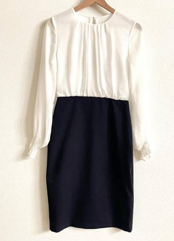 Ted Baker  London White and Navy Lizzata Pleated Combo Dress Women’s Size 4