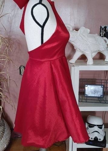 Blue Blush  Halter Bow Dress Size Small S Holiday Fancy Sexy Red Open Back Fancy