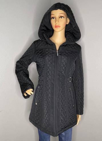 Gallery Quilt Hooded Jacket Black With Gold Hardware Size Small