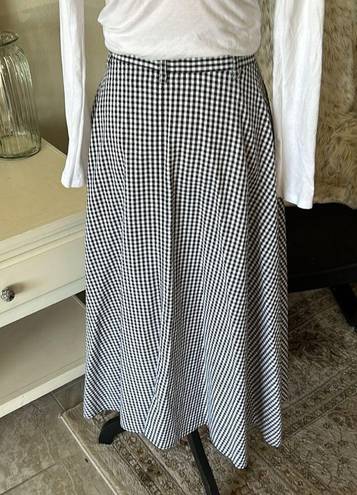 Liz Wear Vtg  gingham black/white button down cotton maxi HR cottage skirt 8