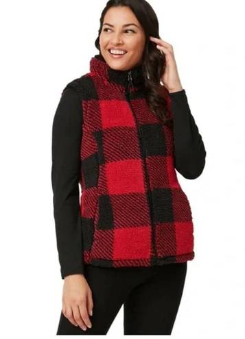 Free Country  Cloud Lite Reversible Vest Women's Small S Black Red Plaid New NWT