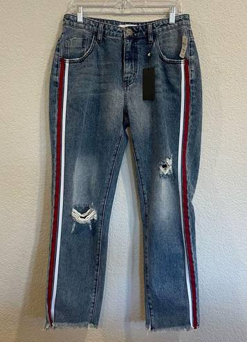 One Teaspoon New!  High Waisted Awesome Baggies Relaxed Leg Striped Jeans