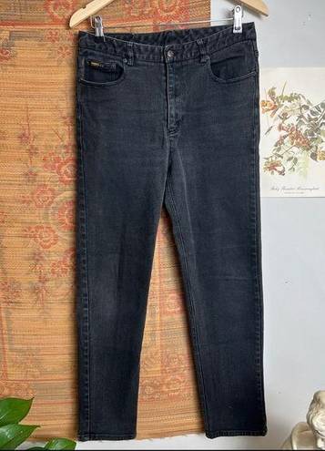 DKNY Vintage High Waisted Tapered Black Denim Jeans size 12 large