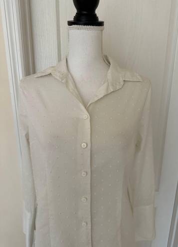 W By Worth Worth Woman’s White Polka Dot Solid Cotton Top, Sz S. 