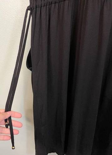 St. John  Women Black Halter Pleated Neck Drawstring Side Slits Midi Dress Size 2