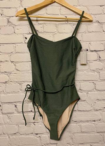 Chelsea28 Women’s Easy Retro Tie One Piece Swimsuit Size XS Green Duck NWT