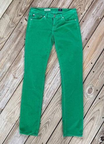 AG Adriano Goldschmied  Women's The Stevie Slim Straight Green Corduroys Size 28R