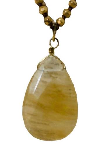 American Eagle Gold Tone Striated Stone Necklace