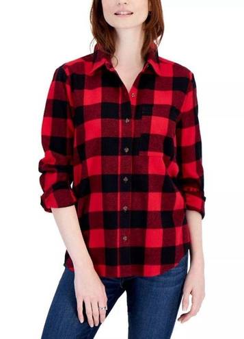 Style & Co  Cotton Buffalo Plaid Flannel Shirt, Black & Red New w/Tag $49.50